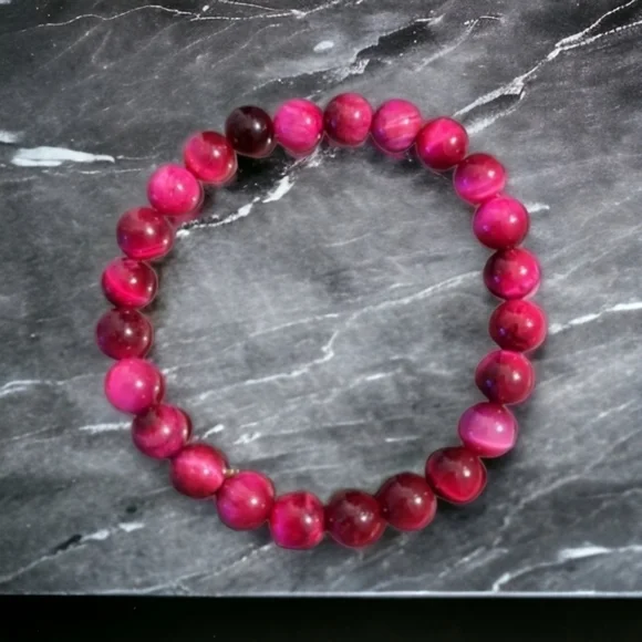 Rose Red Tiger Eye Bracelet - 8mm - Picture 2 of 2